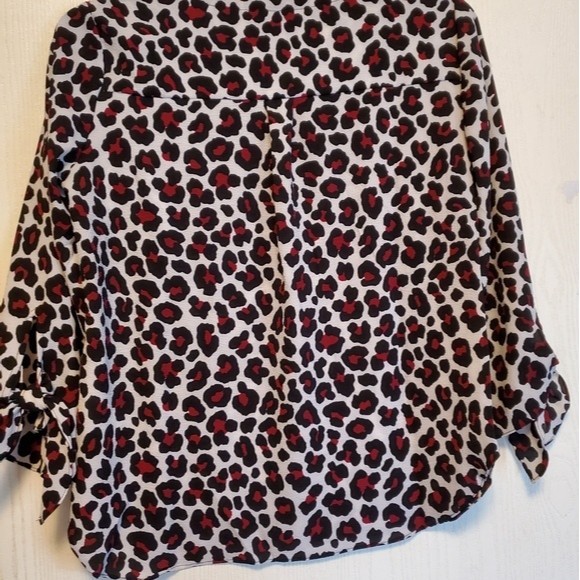 NWT Michael Kors Burgundy Leopard Print Women's Blouse - Picture 11 of 16